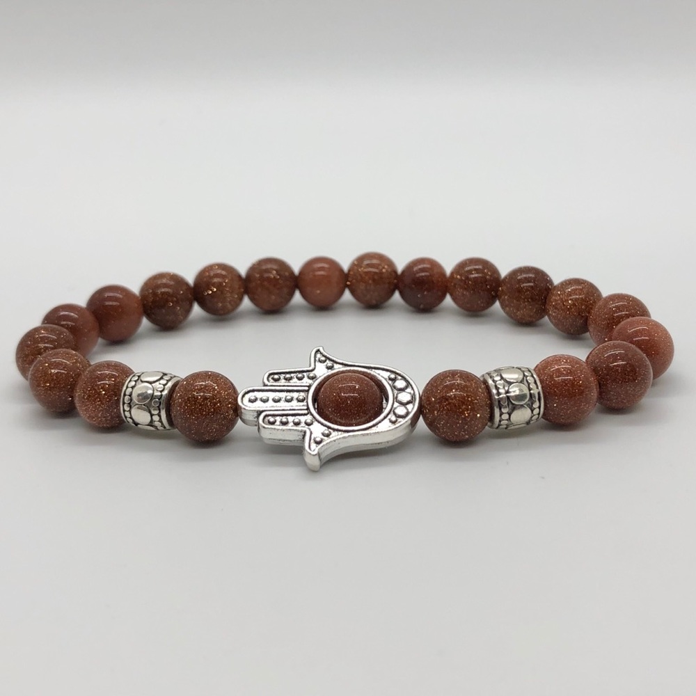 Gold Sandstone Hamsa Bracelet